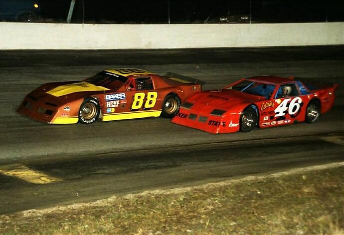 Mike Eddy leading Junior Hanley driving a car built for Rat Lane....jpg