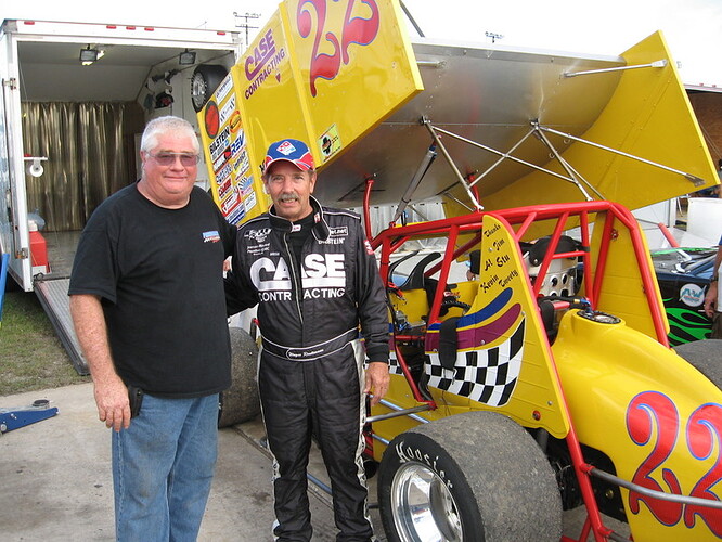 Don Heckman poses with driver Wayne Reutimann, Sr. before their last race together Saturday at NSS..jpg