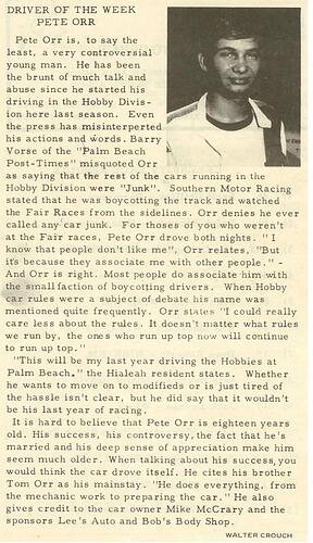 Article on a very young Pete Orr from 1975 WPB program....jpg